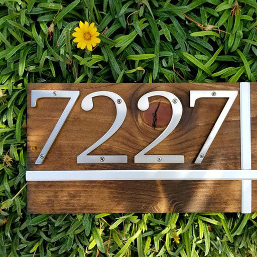 4 Inch Modern Zinc Alloy Silver House Number Signs -Homdiy