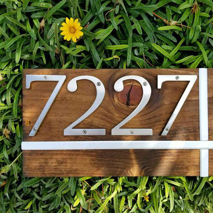 4 Inch Modern Zinc Alloy Silver House Number Signs -Homdiy