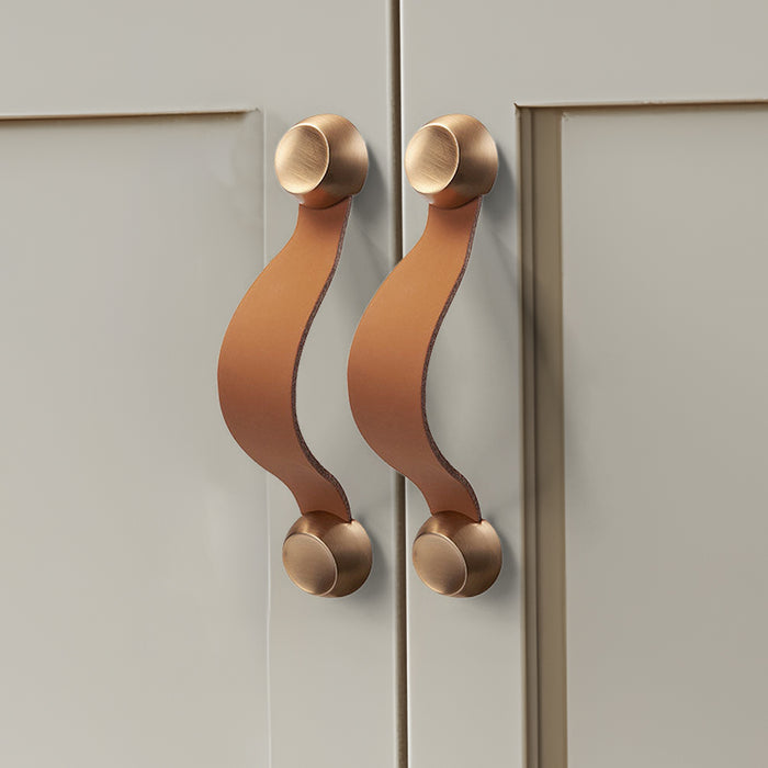 Modern Zinc Alloy Leather Cabinet Drawer Handles and Knobs