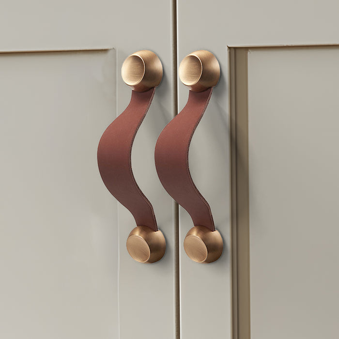 Modern Zinc Alloy Leather Cabinet Drawer Handles and Knobs