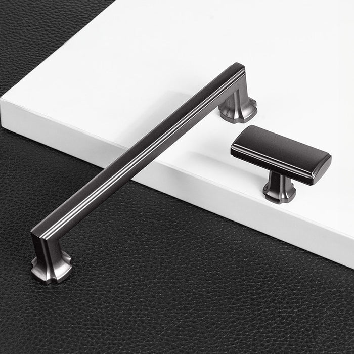 Modern Zinc Alloy Black Gray Cabinet Handles and Knobs