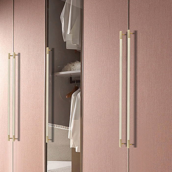 Modern Luxury Long Leather Aluminum Cabinet Door Handle