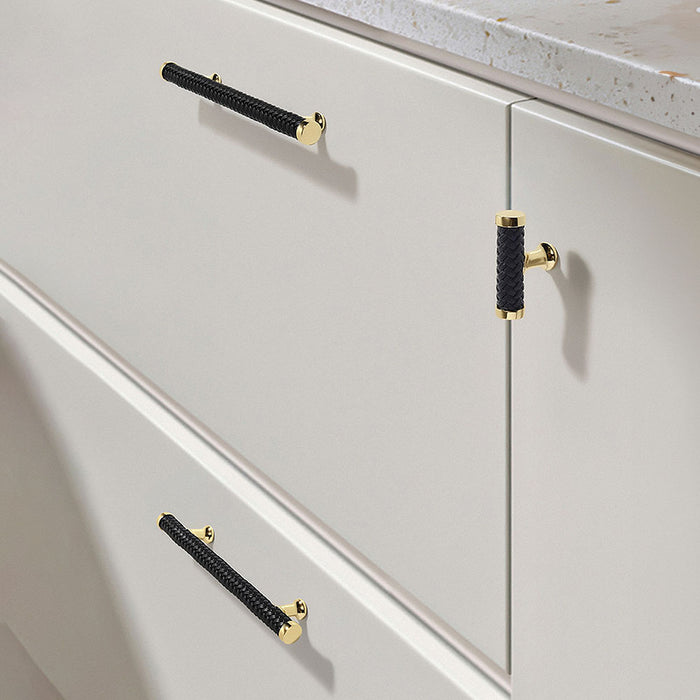 Fashionable Zinc Alloy Leather Drawer Cabinet Handle