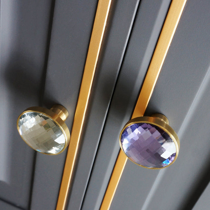 Colored European Luxury Crystal Cabinet Knobs