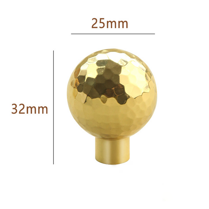 Modern Single Hole Gold Hammer Pattern Cabinet Knobs