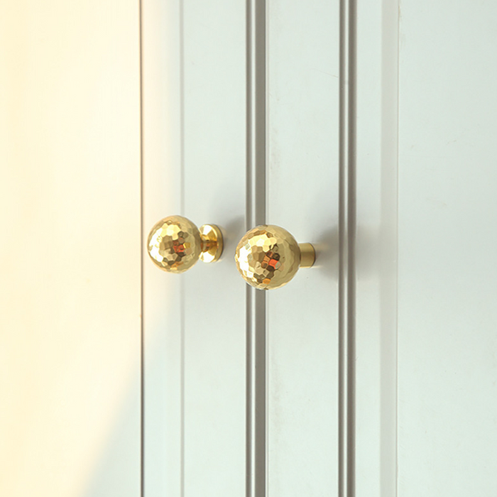 Modern Single Hole Gold Hammer Pattern Cabinet Knobs