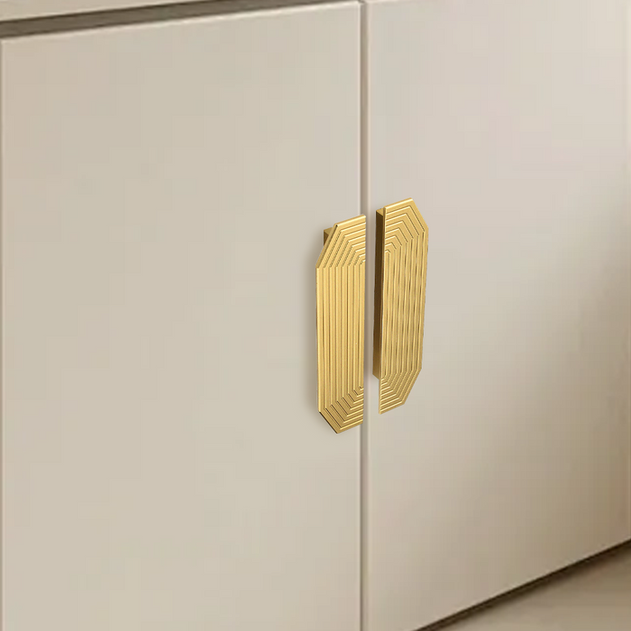 A Pair of Modern Semi-Circular Gold Kitchen Cabinet Door Handle