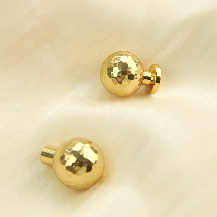 Modern Single Hole Gold Hammer Pattern Cabinet Knobs