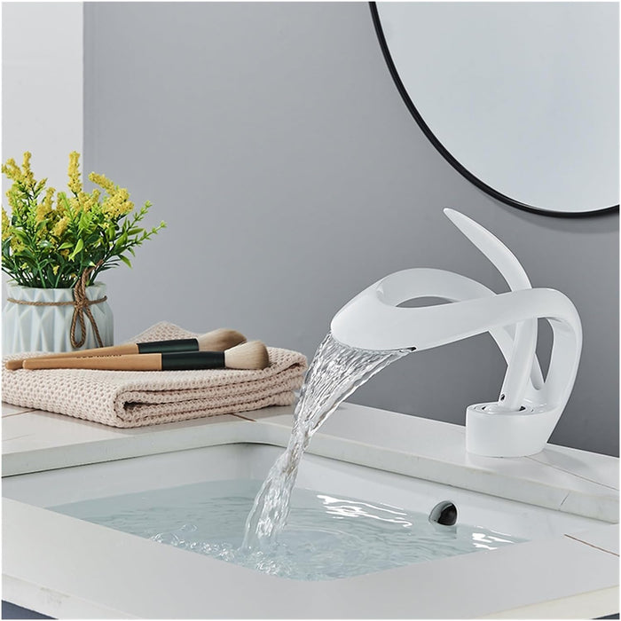 Widespread Single Handle Waterfall Bathroom Sink Faucet