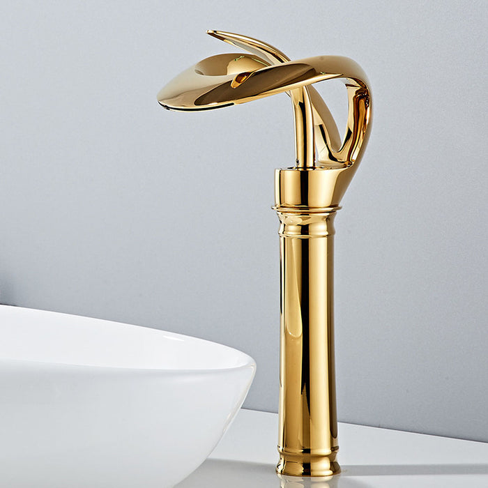 Single Handle Waterfall Solid Brass Creative Hollowed Out Design Water Tap