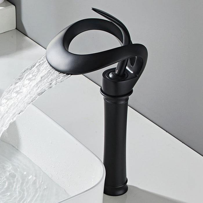 Single Handle Waterfall Solid Brass Creative Hollowed Out Design Water Tap
