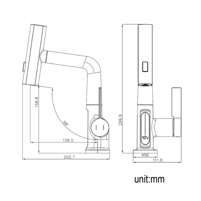 Digital Single Hole Brass Hot and Cold Water Faucet