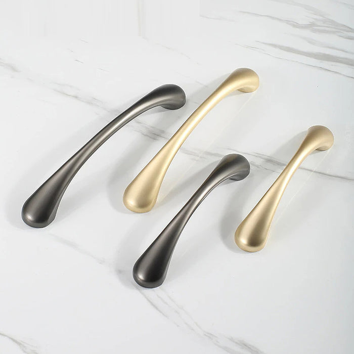 Simple Gold Modern Curved Cabinet Handles