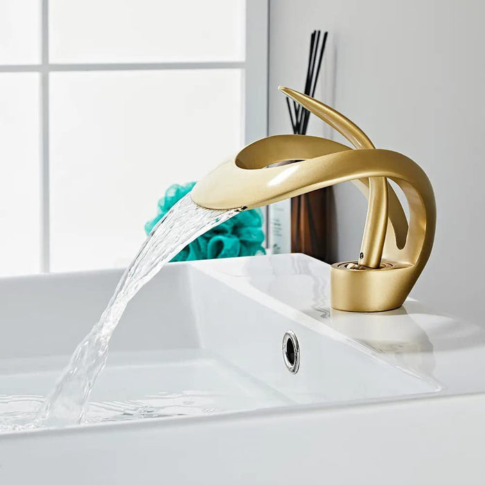 Widespread Single Handle Waterfall Bathroom Sink Faucet