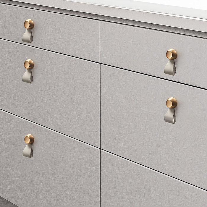 Modern Zinc Alloy Leather Cabinet Drawer Handles and Knobs