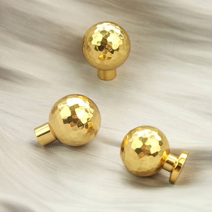 Modern Single Hole Gold Hammer Pattern Cabinet Knobs