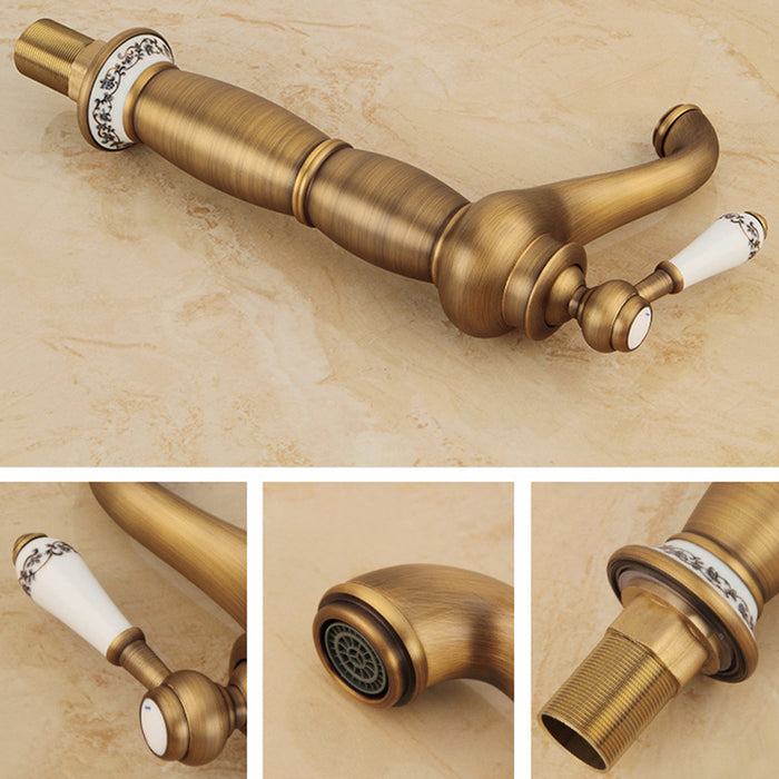 Retro Solid Brass Single Hole Bathroom Faucet