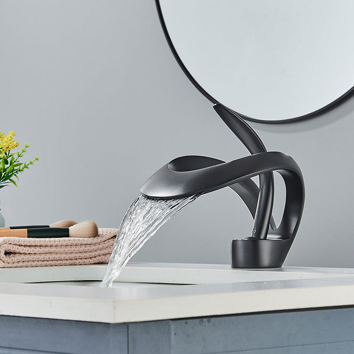 Widespread Single Handle Waterfall Bathroom Sink Faucet