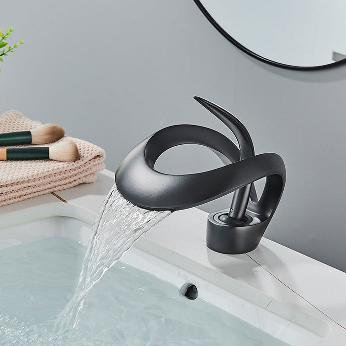 Widespread Single Handle Waterfall Bathroom Sink Faucet