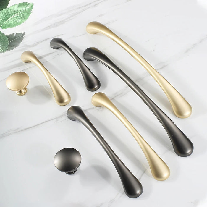 Simple Gold Modern Curved Cabinet Handles