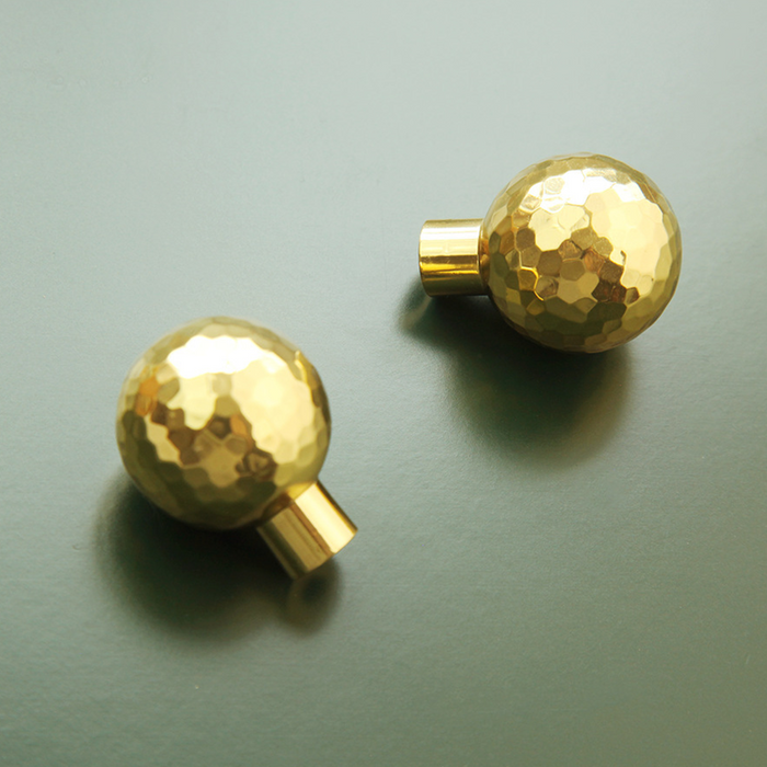 Modern Single Hole Gold Hammer Pattern Cabinet Knobs