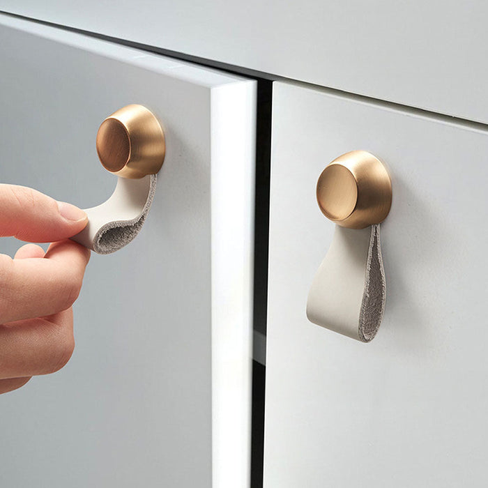 Modern Zinc Alloy Leather Cabinet Drawer Handles and Knobs