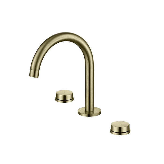 Matte Gold Gooseneck 3 Hole Bathroom Faucet