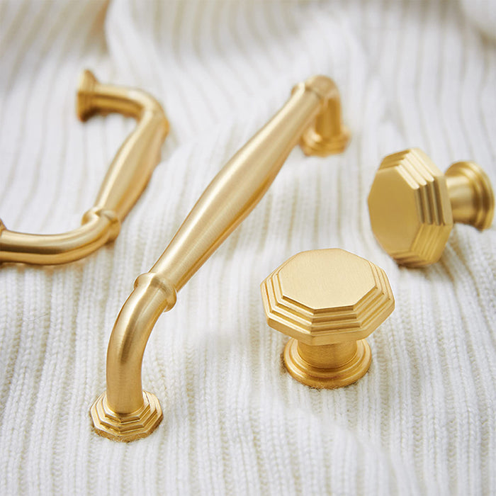 Contemporary Gold Brass Furniture Cabinet Handle And Knobs For Kitchen