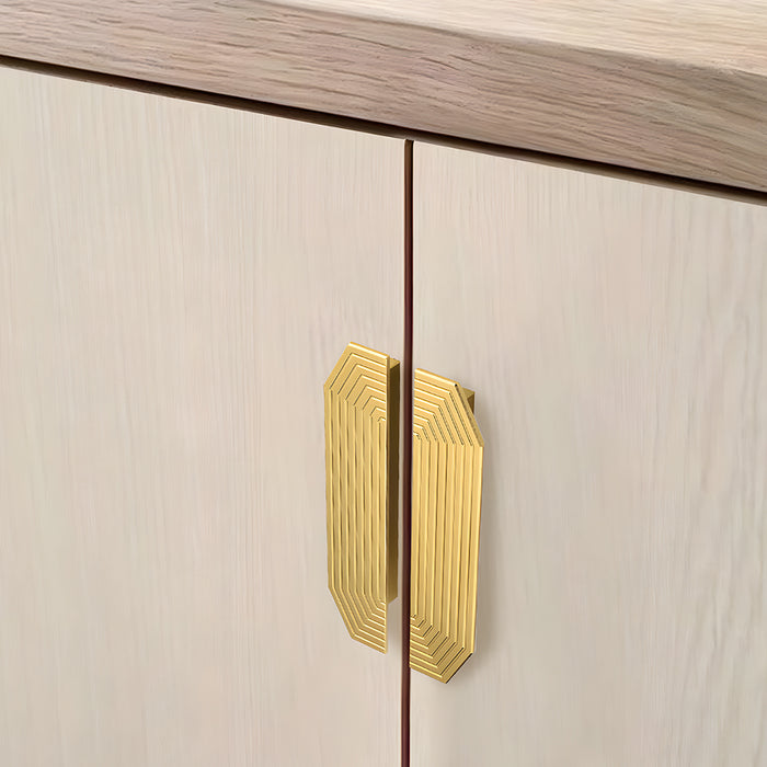 A Pair of Modern Semi-Circular Gold Kitchen Cabinet Door Handle