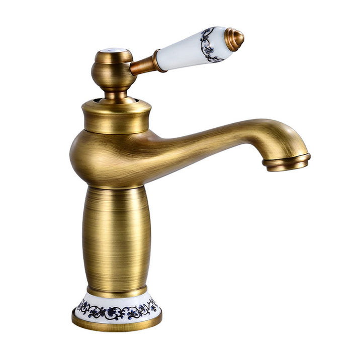 Retro Solid Brass Single Hole Bathroom Faucet