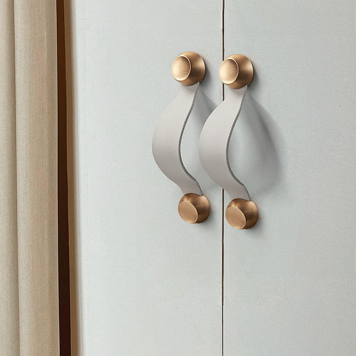 Modern Zinc Alloy Leather Cabinet Drawer Handles and Knobs