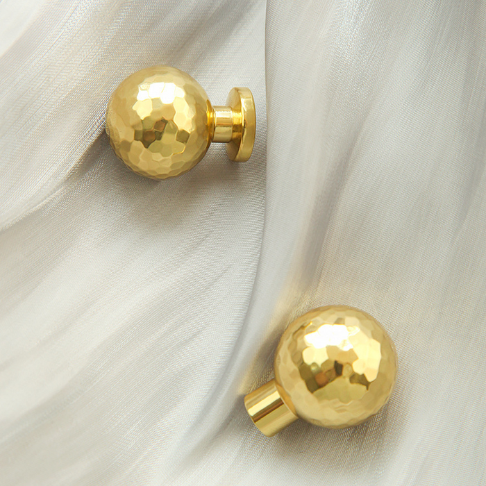 Modern Single Hole Gold Hammer Pattern Cabinet Knobs