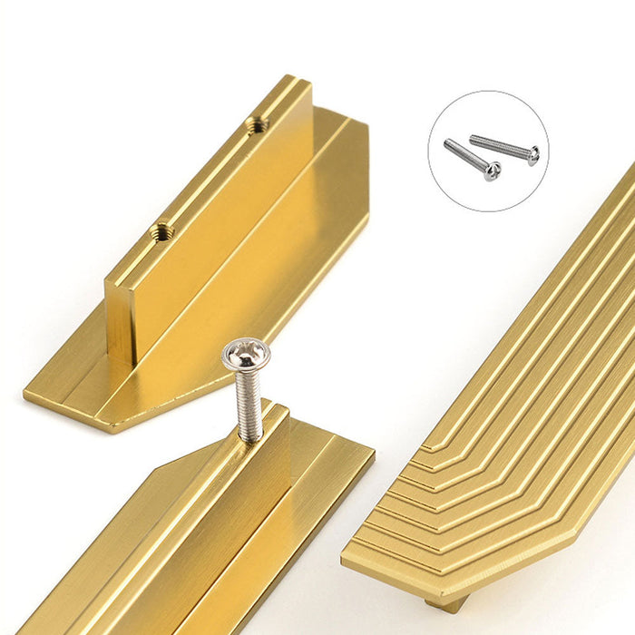 A Pair of Modern Semi-Circular Gold Kitchen Cabinet Door Handle