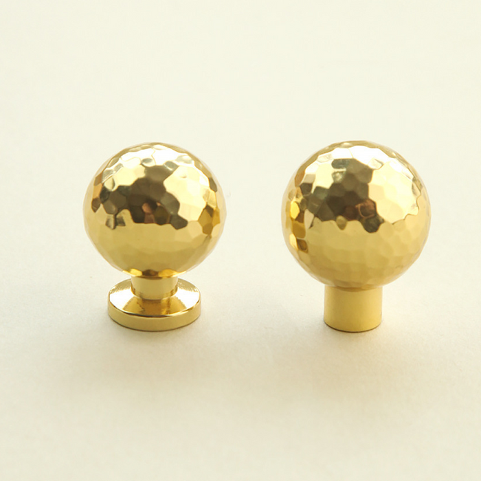 Modern Single Hole Gold Hammer Pattern Cabinet Knobs