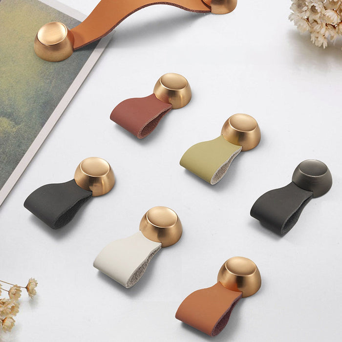 Modern Zinc Alloy Leather Cabinet Drawer Handles and Knobs