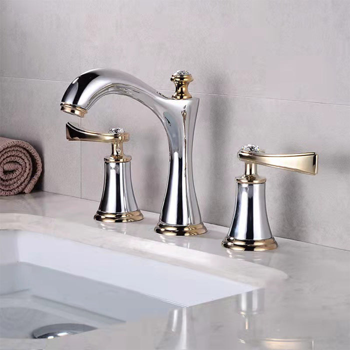 Widespread Three-Hole Copper Bathroom Faucet