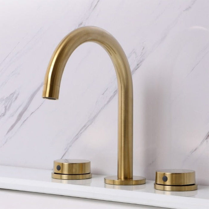 Matte Gold Gooseneck 3 Hole Bathroom Faucet