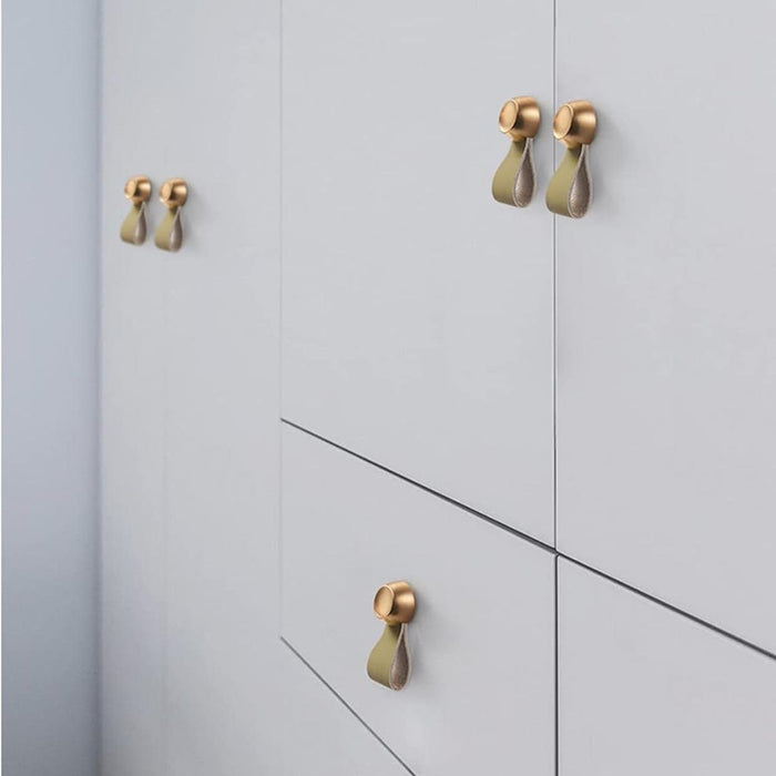 Modern Zinc Alloy Leather Cabinet Drawer Handles and Knobs