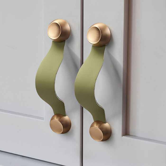 Modern Zinc Alloy Leather Cabinet Drawer Handles and Knobs