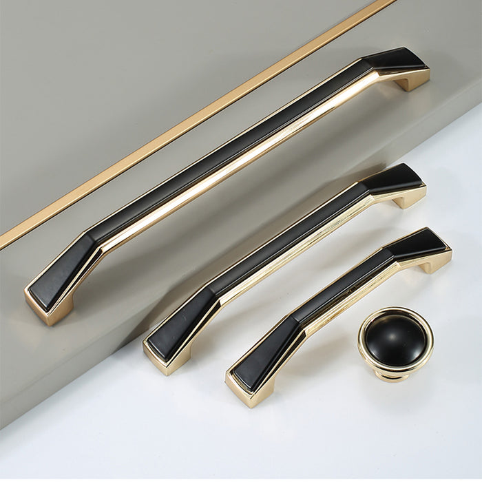 Modern Simple Wardrobe Handle Zinc Alloy Gold&Black Cabinet Pulls