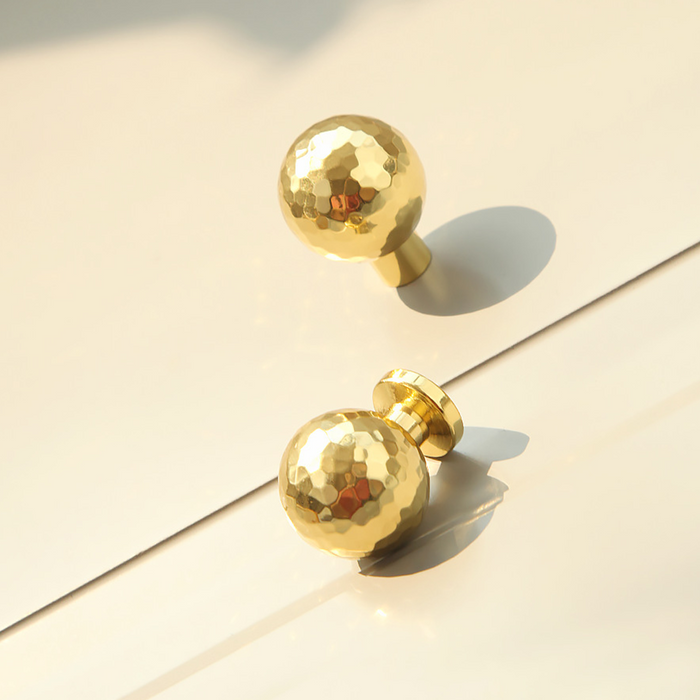 Modern Single Hole Gold Hammer Pattern Cabinet Knobs