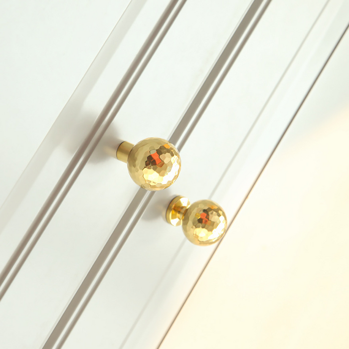 Modern Single Hole Gold Hammer Pattern Cabinet Knobs