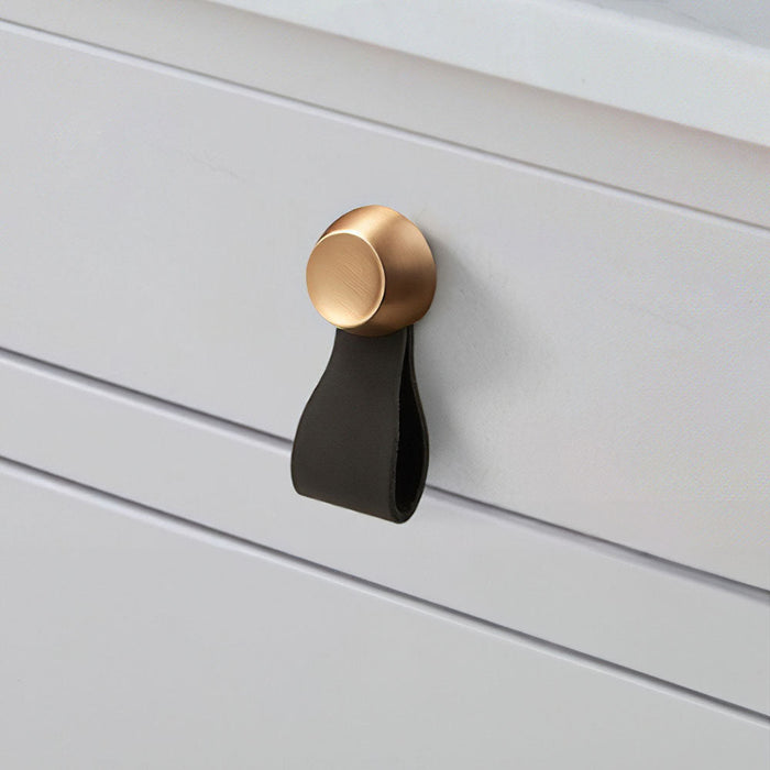 Modern Zinc Alloy Leather Cabinet Drawer Handles and Knobs