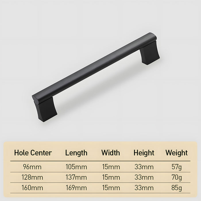 Modern Simple Black Aluminum Alloy Kitchen Drawer Handle