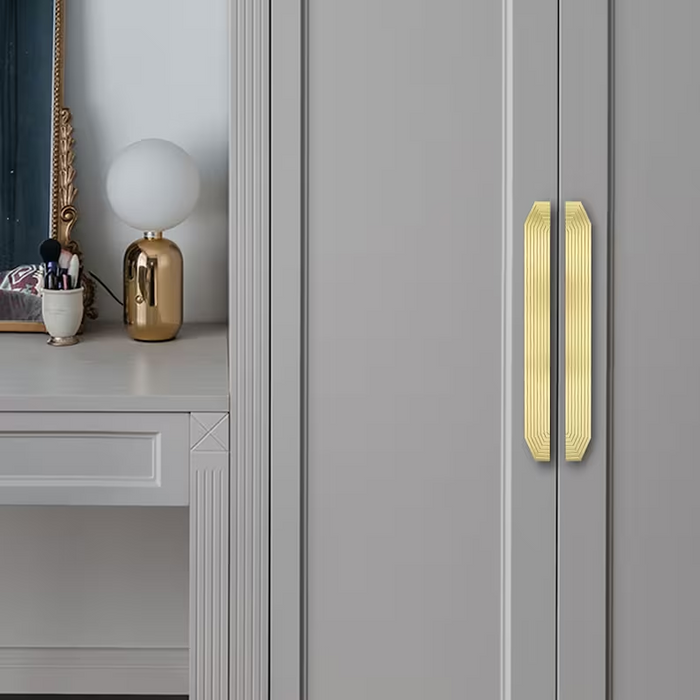 A Pair of Modern Semi-Circular Gold Kitchen Cabinet Door Handle