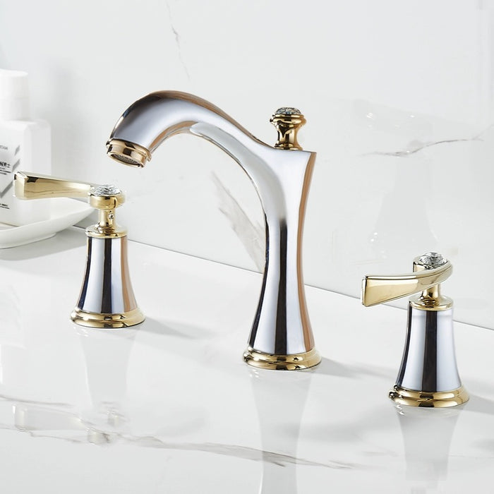 Widespread Three-Hole Copper Bathroom Faucet