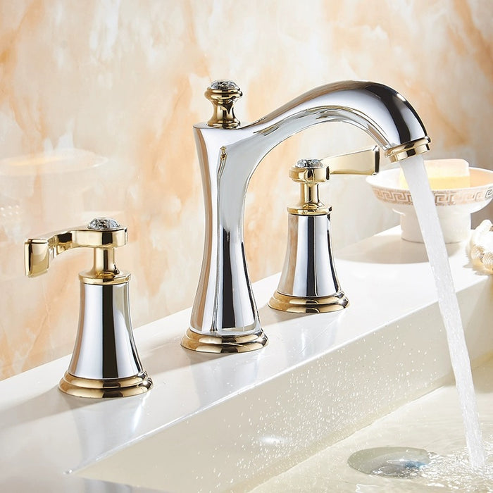 Widespread Three-Hole Copper Bathroom Faucet