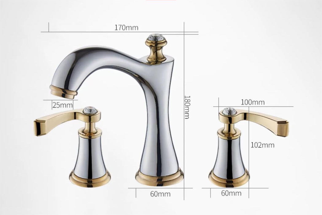 Widespread Three-Hole Copper Bathroom Faucet