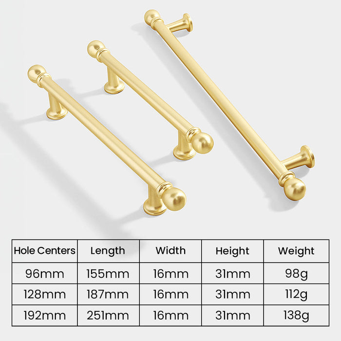 Modern Zinc Alloy Matte Gold Brass Drawer Cabinet Handle