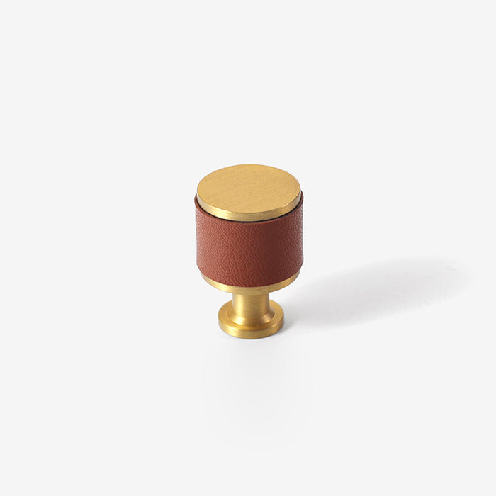 Modern Minimalist Textured Brass Leather Cabinet Handle